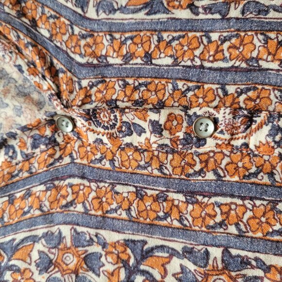 Lucky Brand Womens XS Floral Boho Long Sleeve Blouse With Button & Tie Detail - Picture 6 of 7